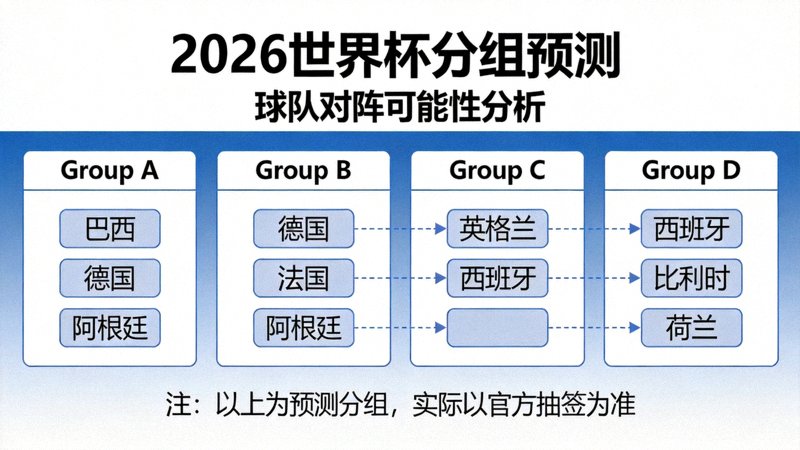 2026世界杯分组预测概念图 - 展示球队分组对阵的可能性